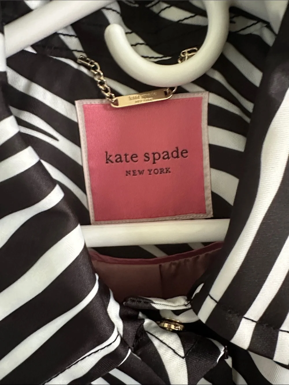kate spade Black and White Zebra-Print Trench Coat
